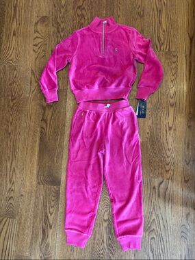 Ralph Lauren Hot Pink Velour Zip-Up Lounge Set